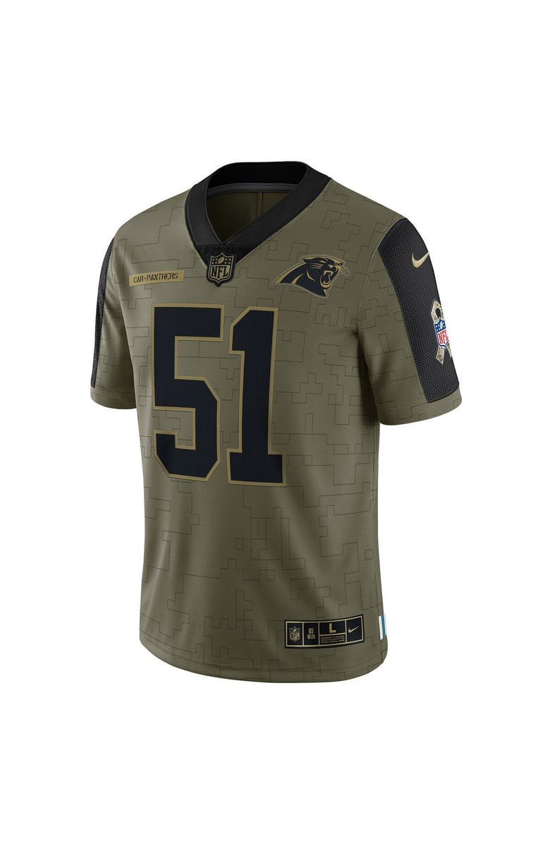 Nike Men's Nike Sam Mills Olive Carolina Panthers 2021 Salute To Service Retired Player Limited Jersey, Alternate, color, 