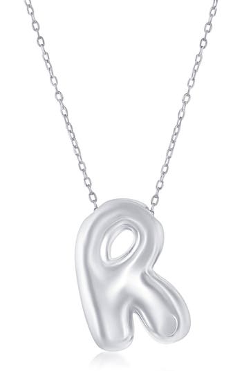 Simona Bubble Initial Pendant Necklace In Silver