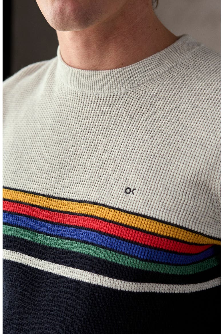Nostalgic Organic Cotton Crewneck Sweater, Main, color, OK RETRO RAINBOW