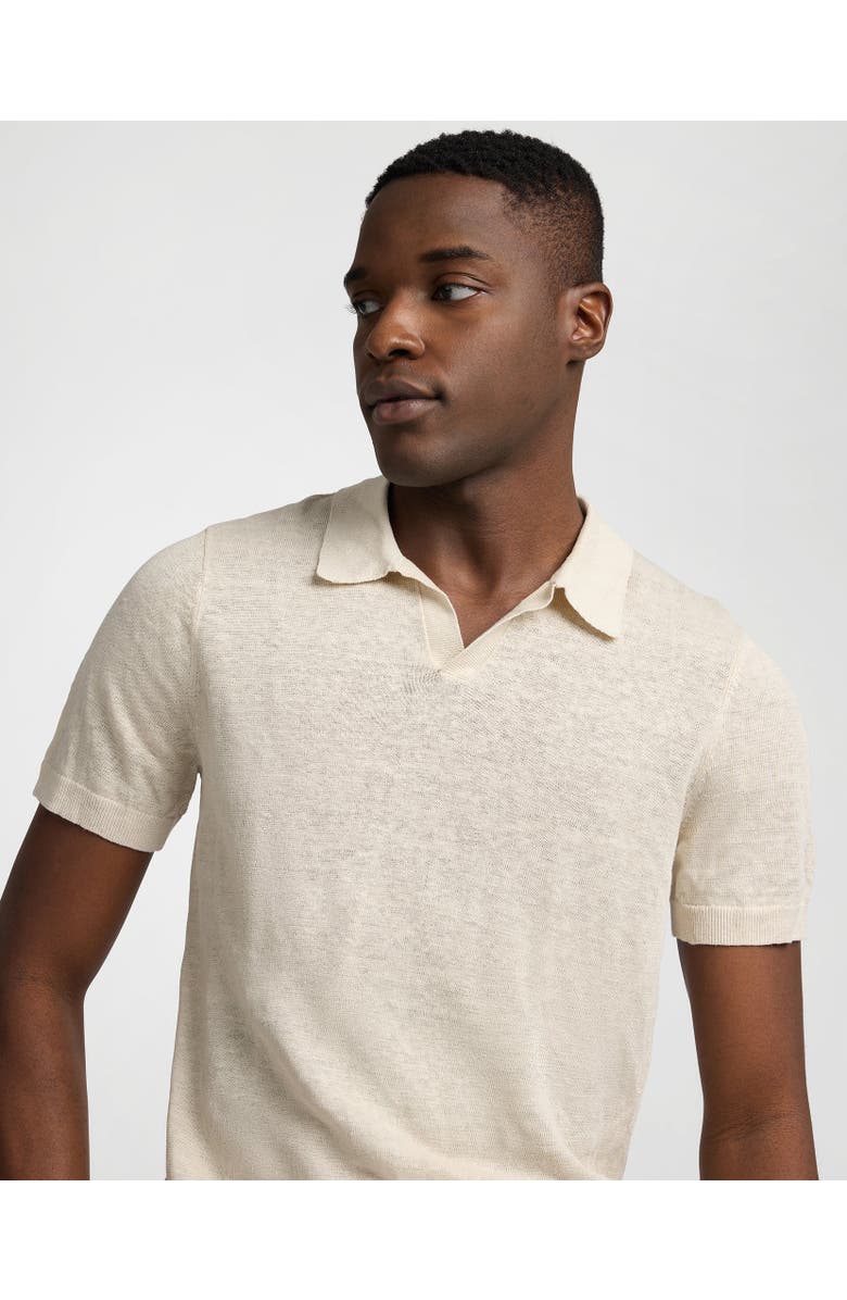 Onia Linen Johnny Collar Polo, Alternate, color, Sand
