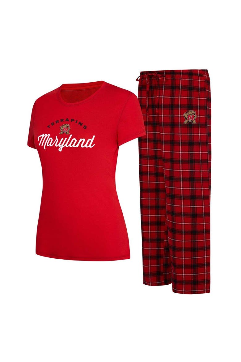 Women's Concepts Sport Red/Black Maryland Terrapins Arctic T-Shirt & Flannel Pants Sleep Set, Main, color, Red