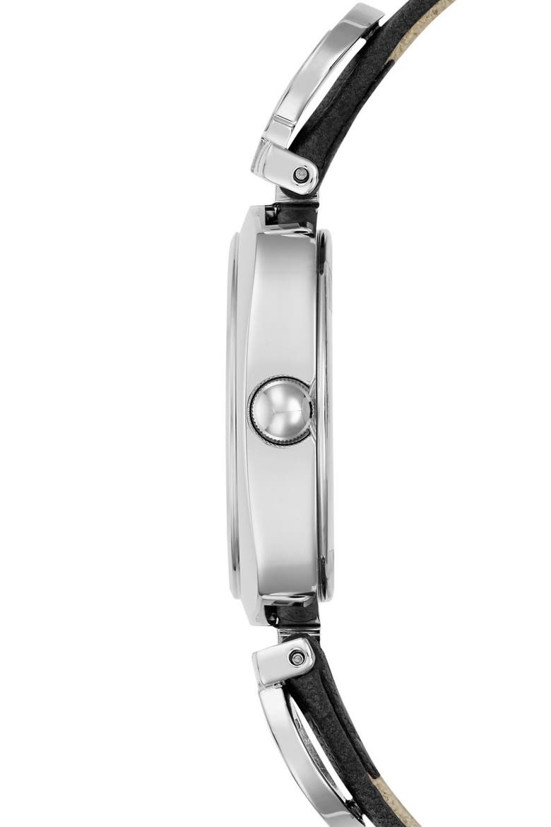 Crystal G-Logo Leather Strap Watch, 28mm, Alternate, color, BLACK