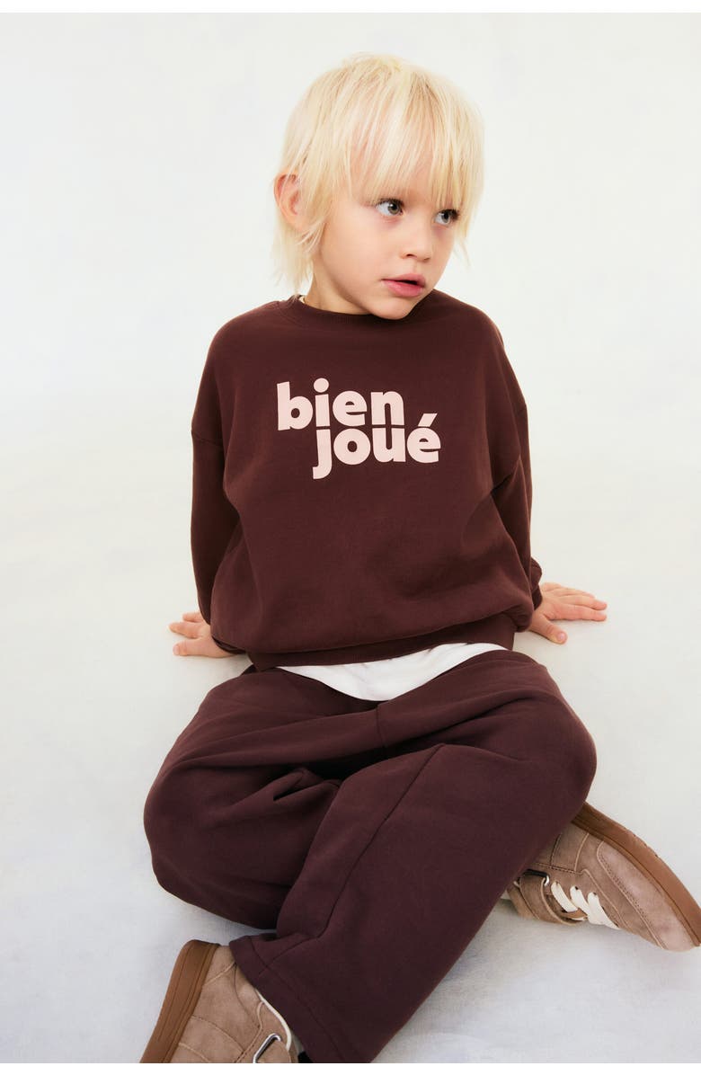 H&M Printed Cotton Sweatshirt, Alternate, color, Dark Brown/Bien Joué