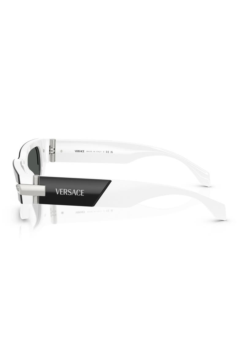 53mm Plaque Rectangular Sunglasses, Alternate, color, BLACK WHITE