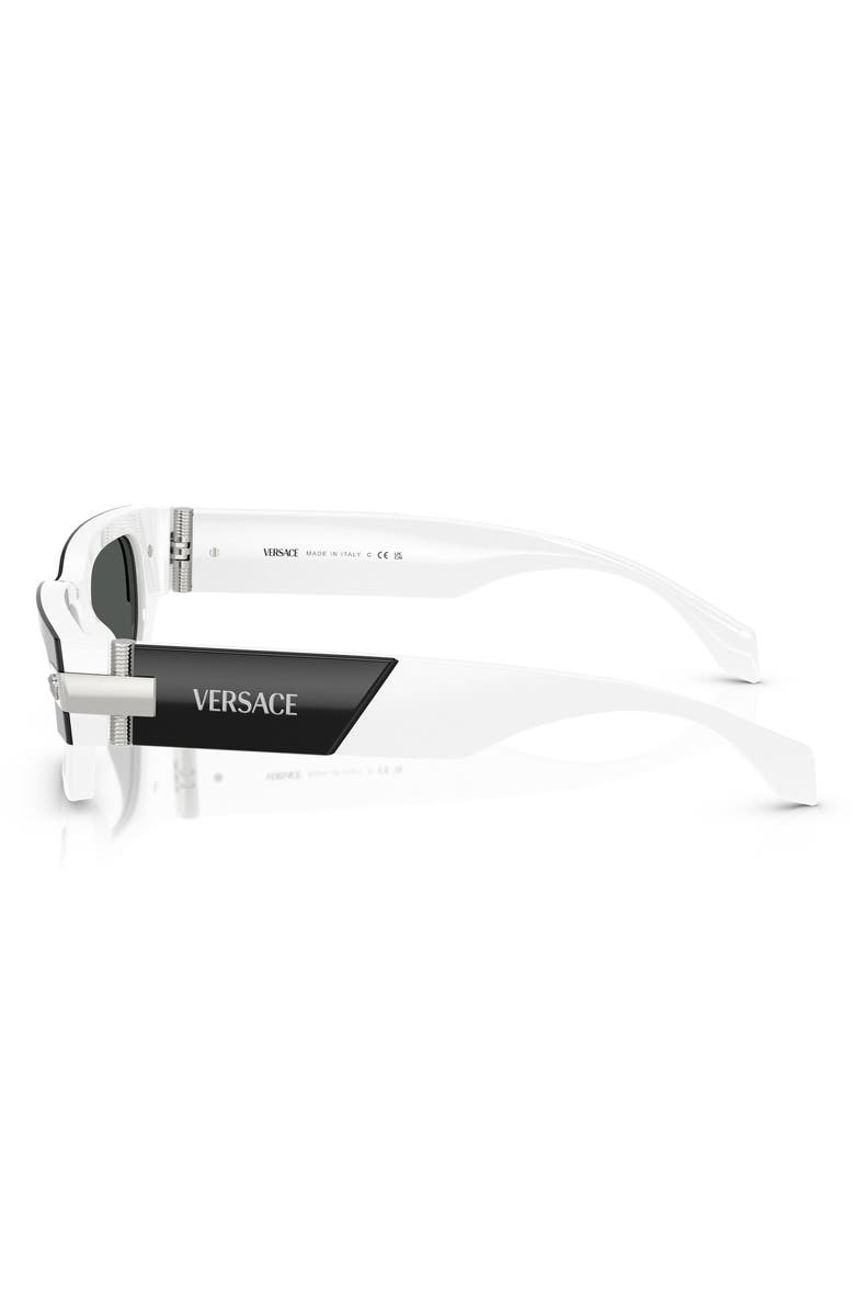Versace 53mm Plaque Rectangular Sunglasses, Alternate, color, Black White