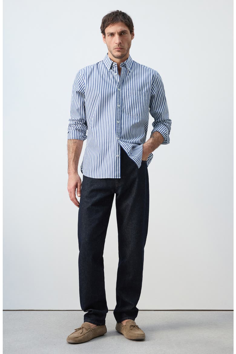 Regular Fit Stripe Button-Up Shirt, Alternate, color, VIBRANT BLUE