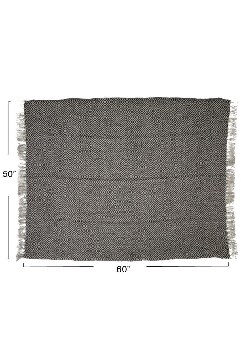 Storied Home Hand-Woven Reclaimed Fabric Throw with Pattern and Fringe ...