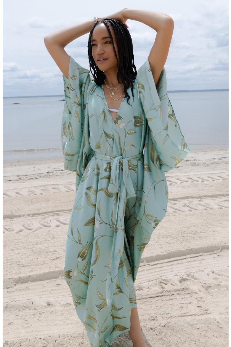 Tie Front Kaftan, Alternate, color, PASTEL GREEN