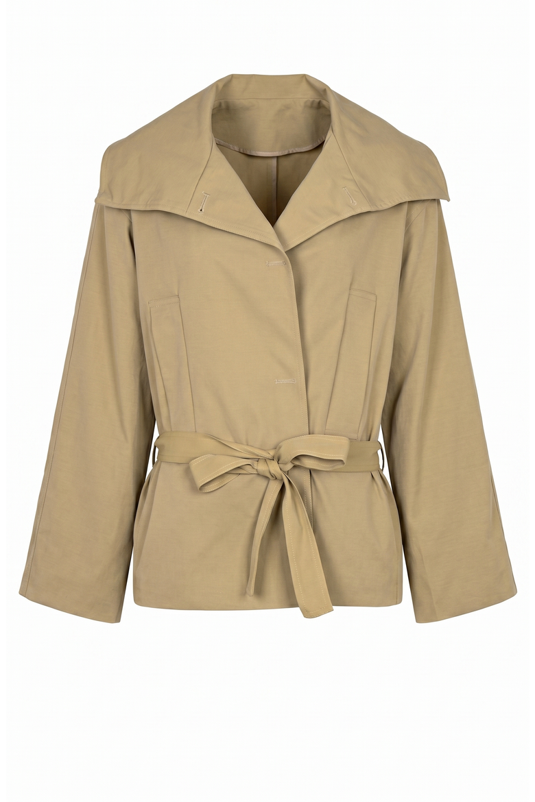 Belted Wide Lapels Wrap Jacket, Main, color, Tan