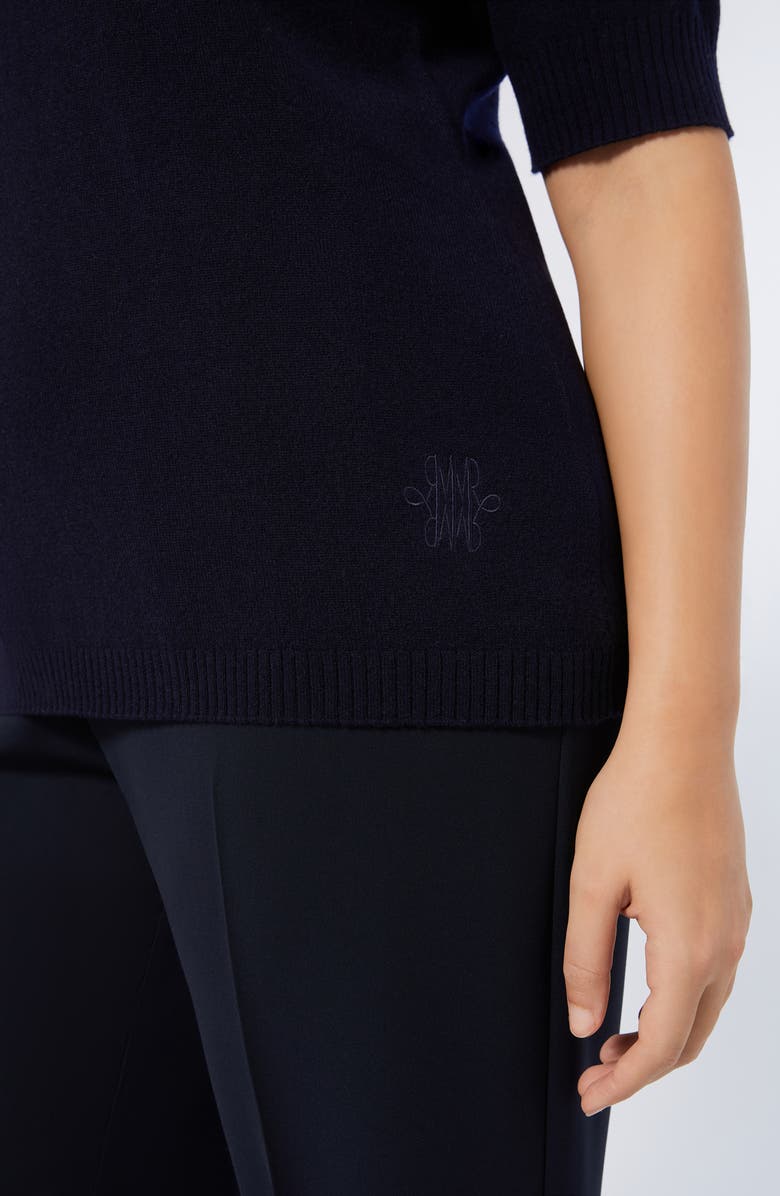 Marina Rinaldi Nepal Turtleneck Short Sleeve Cashmere Sweater, Alternate, color, Navy