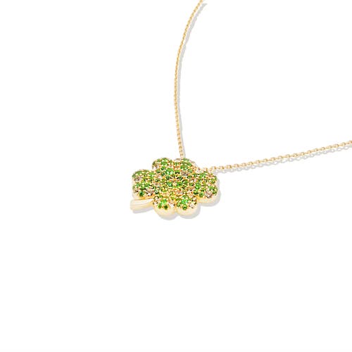 Campbell + Charlotte Juju Four Leaf Clover Charm Necklace In Green