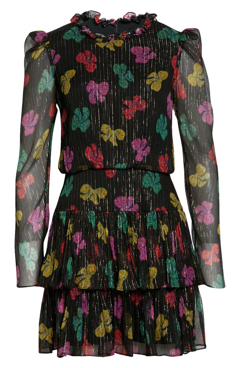 SALONI Ava B Silk Long Sleeve Dress, Alternate, color, 