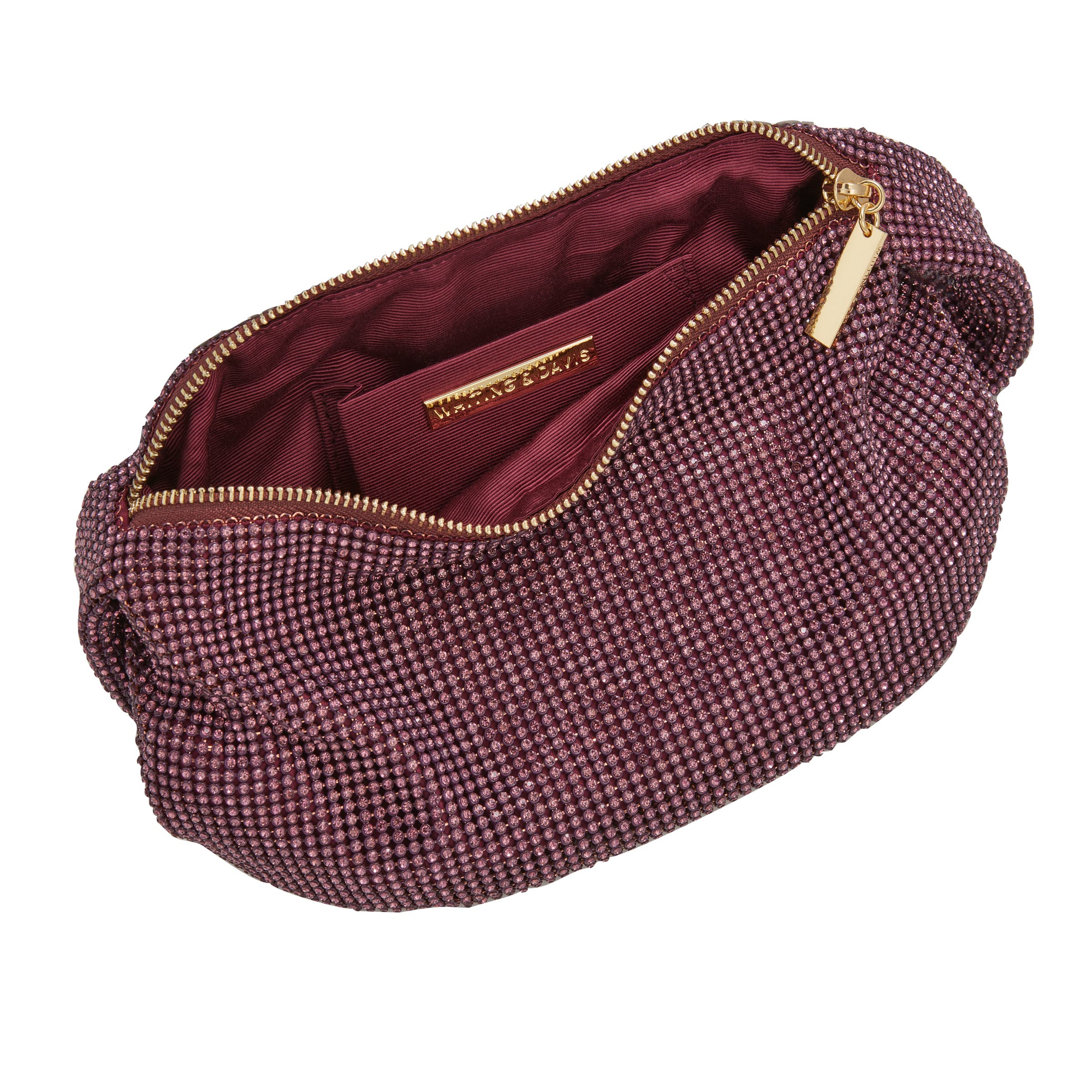 Whiting & Davis Farrah Crystal Hobo, Alternate, color, Wine