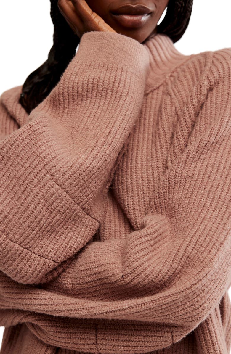 Free People Sunbeam Oversize Turtleneck Sweater, Alternate, color, Antler