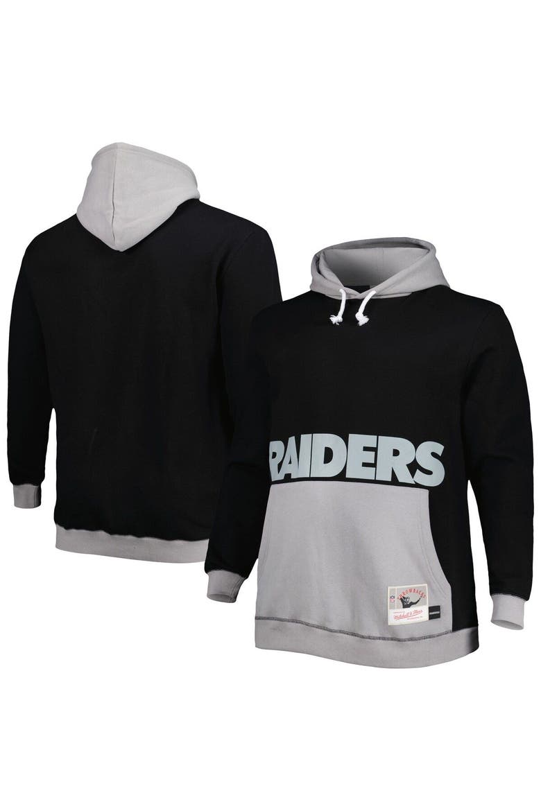 Men's Mitchell & Ness Black/Silver Las Vegas Raiders Big & Tall Big Face Pullover Hoodie, Main, color, Black