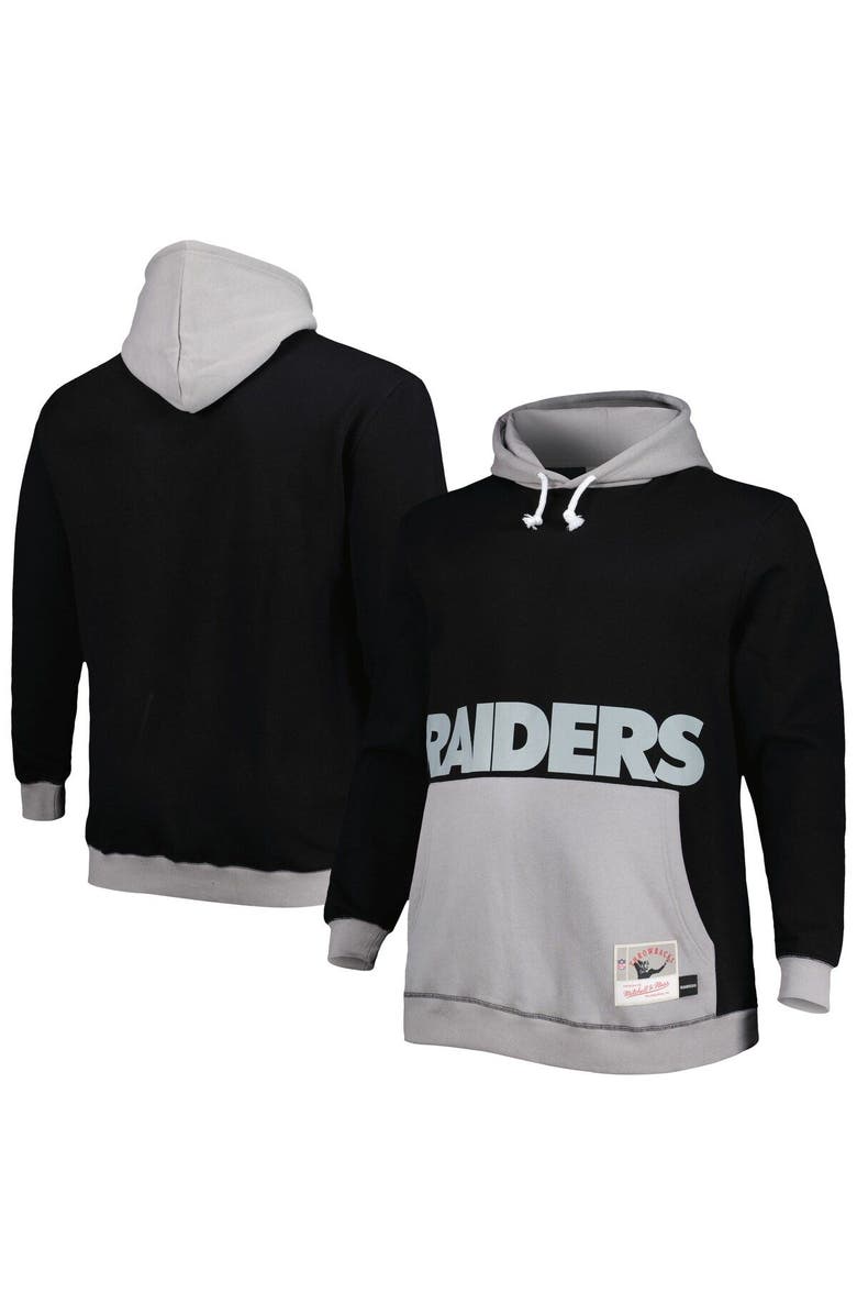 Mitchell & Ness Men's Mitchell & Ness Black/Silver Las Vegas Raiders Big & Tall Big Face Pullover Hoodie, Main, color, Black