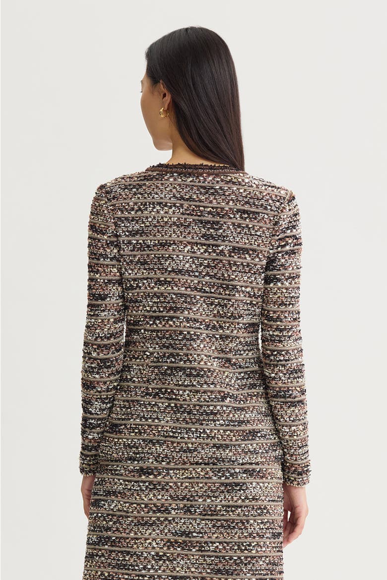 Eyelash Tweed Knit Jacket, Alternate, color, Warm Taupe/Dark Umber/Ivory