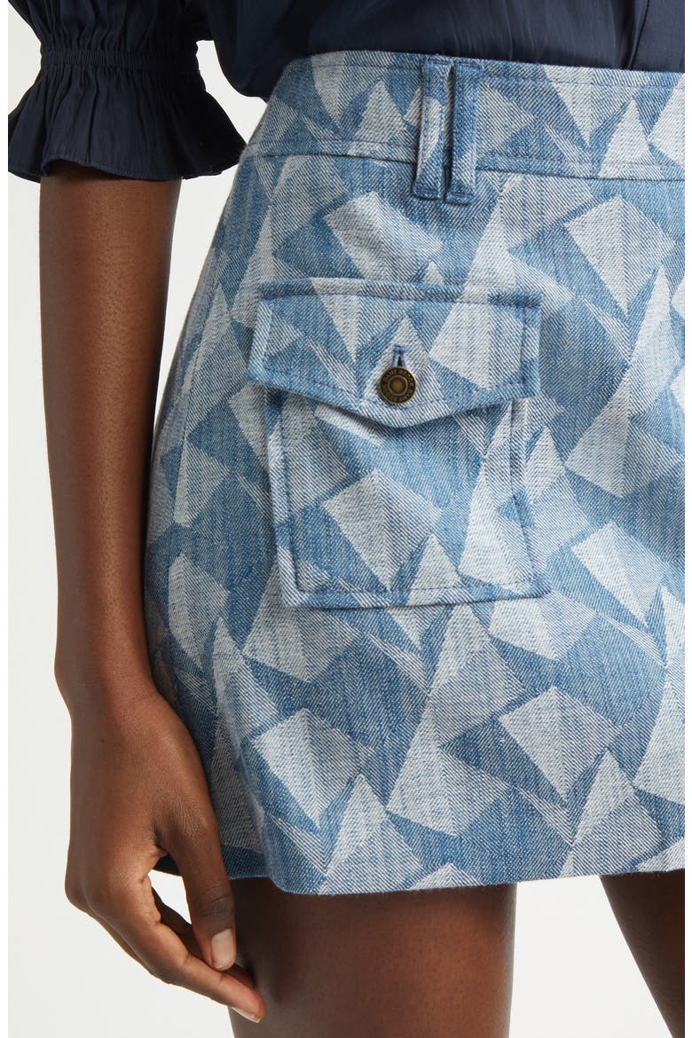 Kory Geometric Print Denim Miniskirt, Alternate, color, GEO DENIM