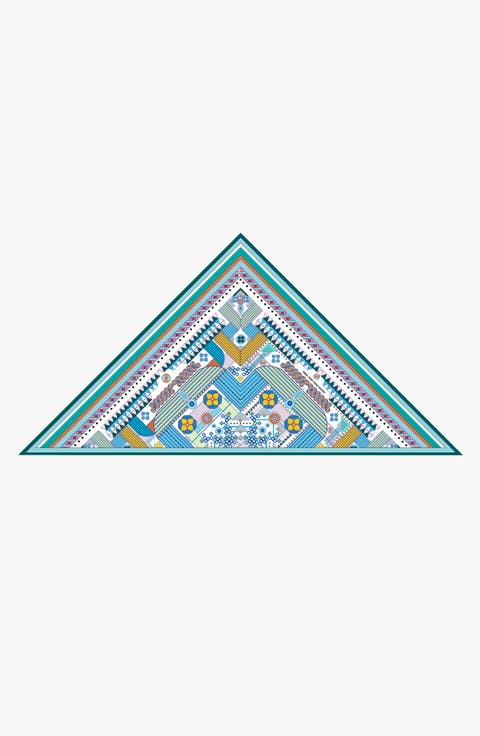 Double Sided Wool Silk Triangle Scarf Of Shapes Reconstruction