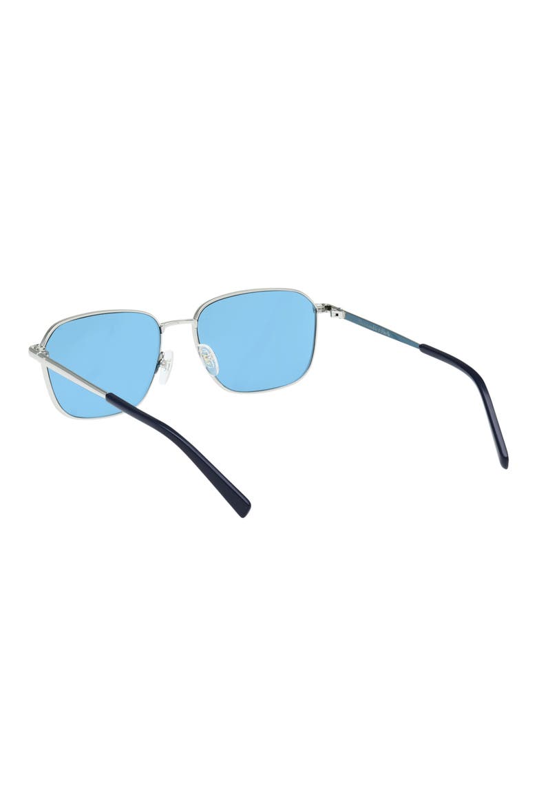 56mm Round Sunglasses, Alternate, color, SHINY LIGHT NICKELTIN / BLUE