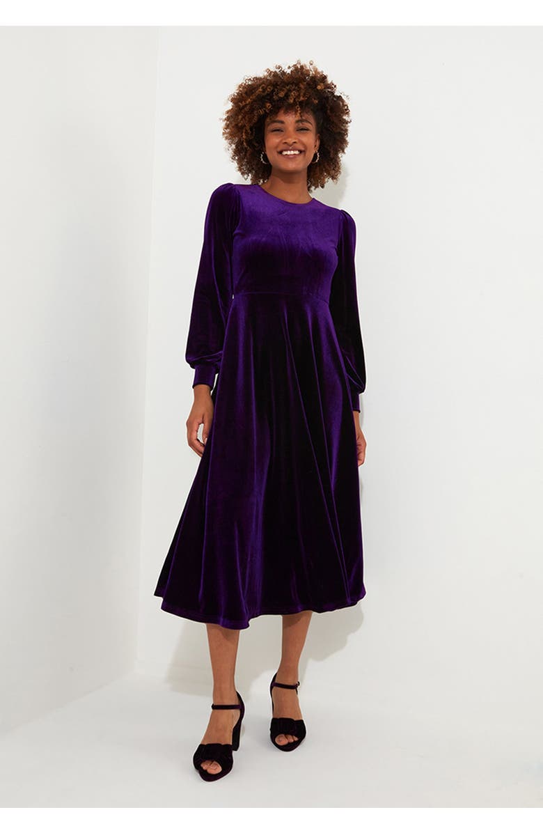 Joe Browns Crew Neck Velvet Midi Dress, Main, color, 