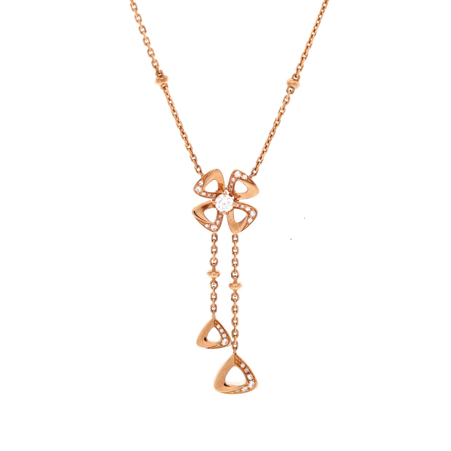 Fiorever Drop Pendant Necklace 18K Rose Gold and Diamonds, Main, color, Metallic Gold