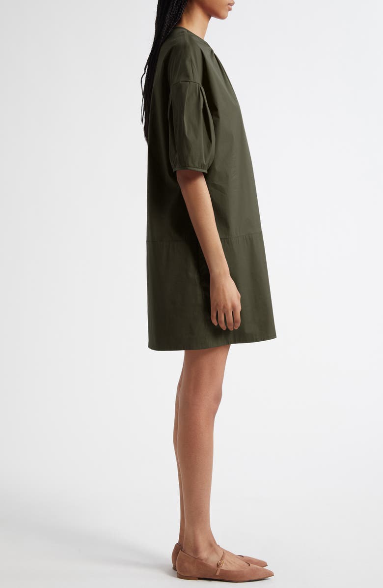 Max Mara Isotta Shirred Poplin Shift Dress, Alternate, color, Kaki