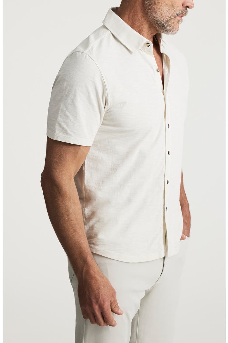 Short Sleeve Slub Cotton Jersey Button-Up Shirt, Alternate, color, ANTIQUE WHITE