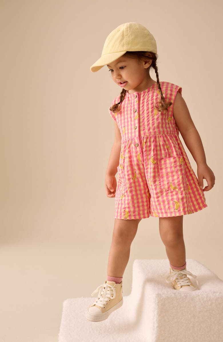 NEXT Kids' Gingham Cotton Romper, Alternate, color, Pink