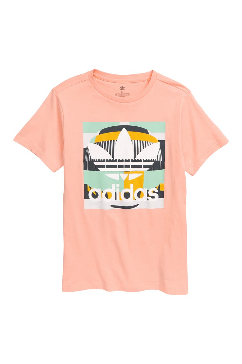 adidas Graphic Tee, Main, color, GLOW PINK/ MULTICOLOR