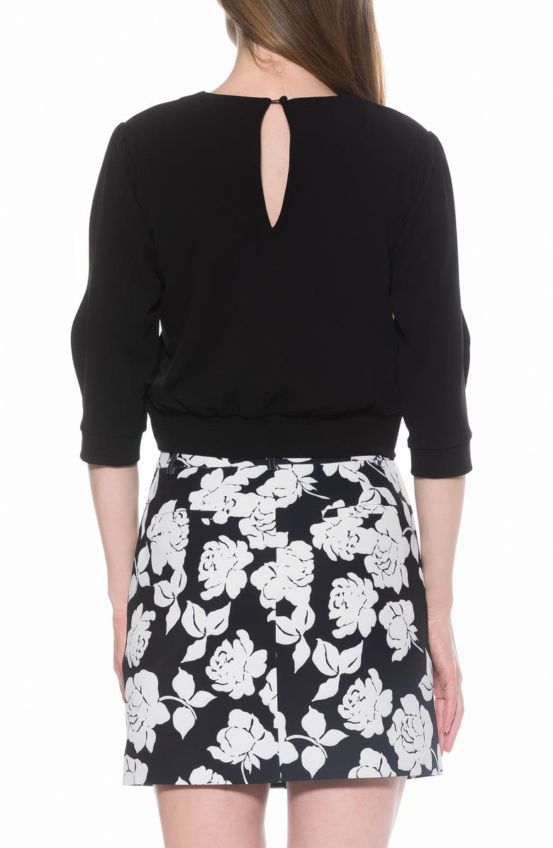 Alexia Admor Bebe Three-Quarter Sleeve Sweatshirt, Alternate, color, Black