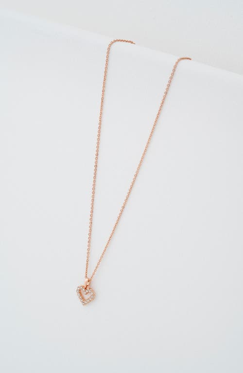Ted Baker Amore Crystal Heart Pendant Necklace In Rose Gold Tone/clear Crystal