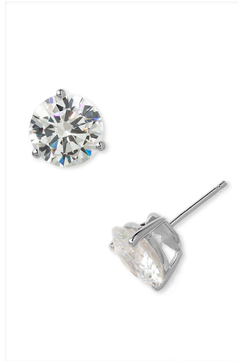 Cubic Zirconia Stud Earrings - 8.0ct., Alternate, color, PLATINUM