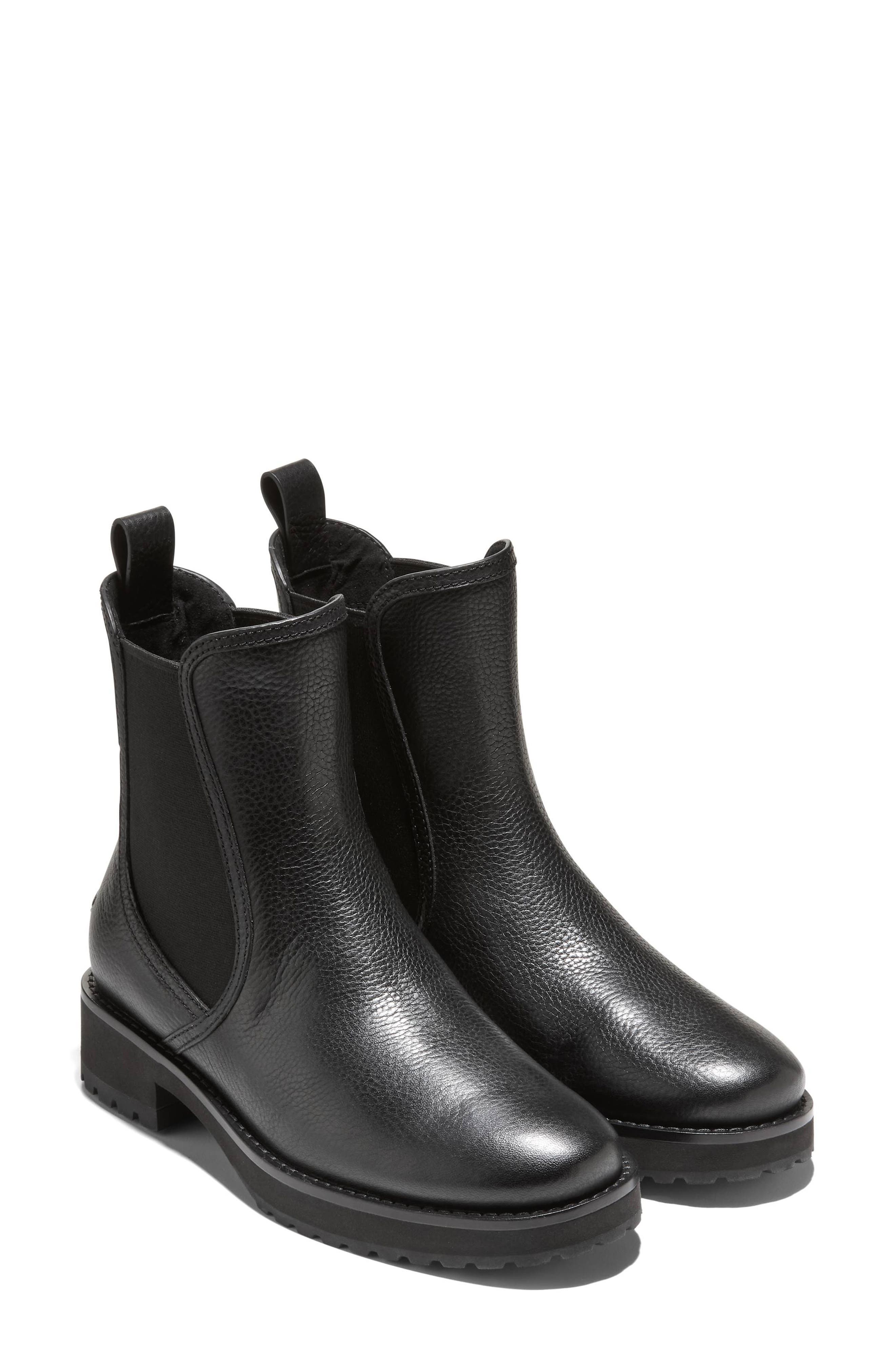 Cole Haan レディース Shibley 防水編み上げ, ブラック防水レザー, 9.5
