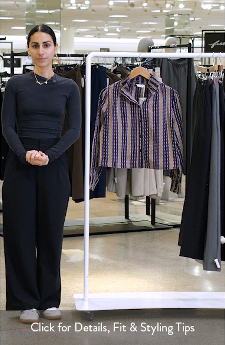 Embroidered Stripe Long Sleeve Button-Up Shirt, sales video thumbnail