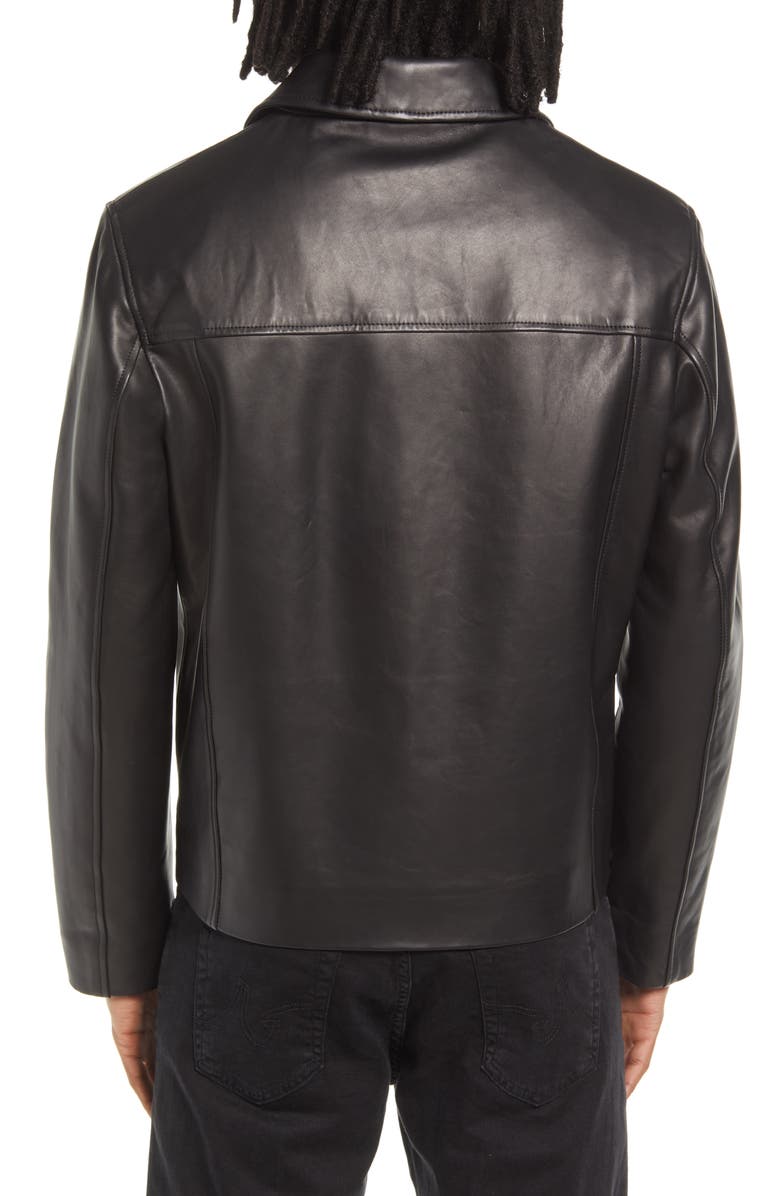 Cole Haan Smooth Lamb Leather Collared Jacket, Alternate, color, 