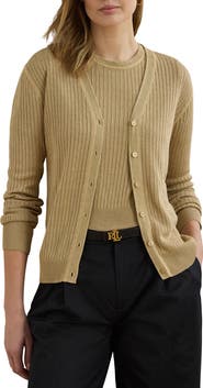 Lauren Ralph Lauren Linen Blend Rib Cardigan