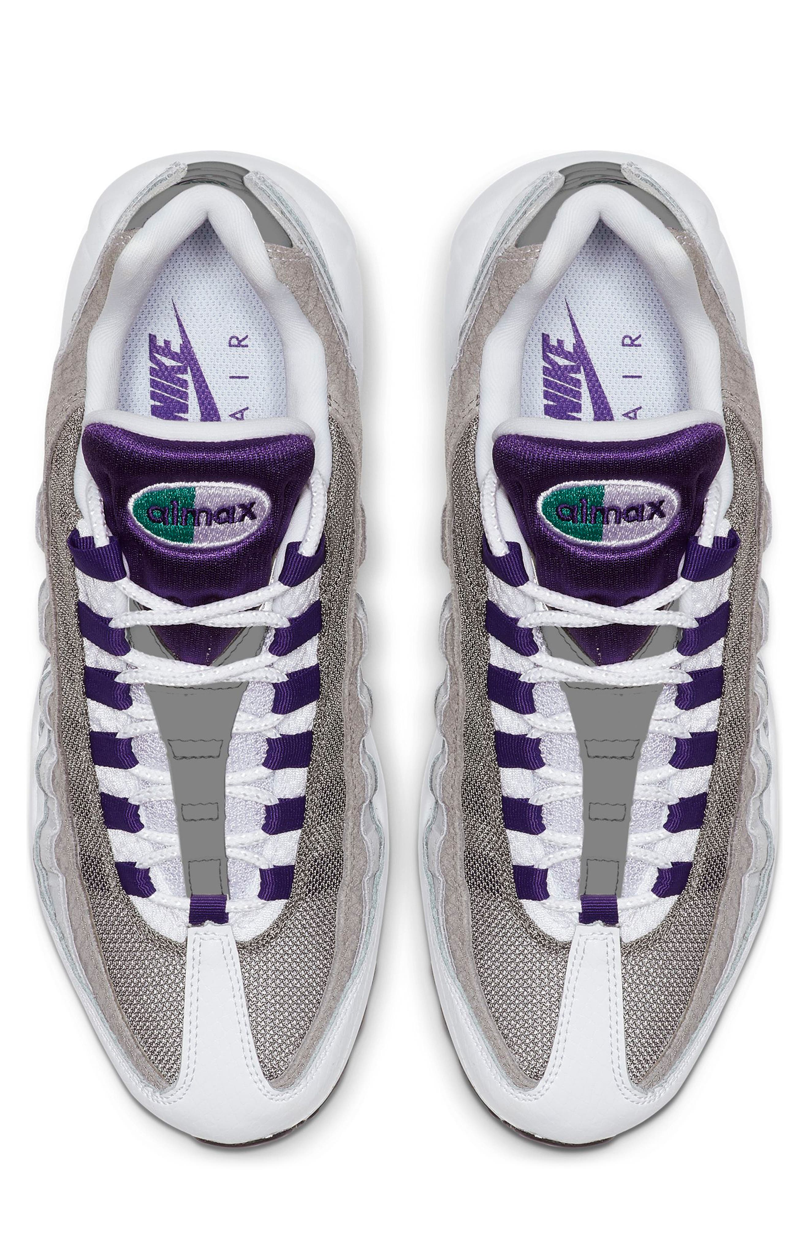 Air Max 95 LV8 Sneaker, Alternate, color, WHITE/ COURT PURPLE/ GREEN