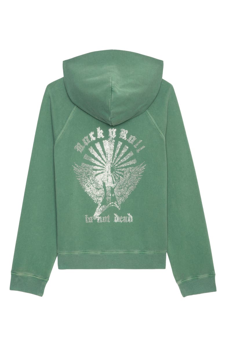 Zadig & Voltaire Georgy Beaded Back Graphic Cotton Fleece Hoodie, Alternate, color, 