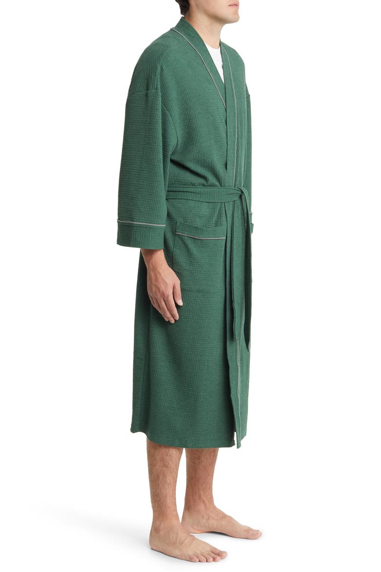 Waffle Knit Robe, Alternate, color, GRASS GREEN