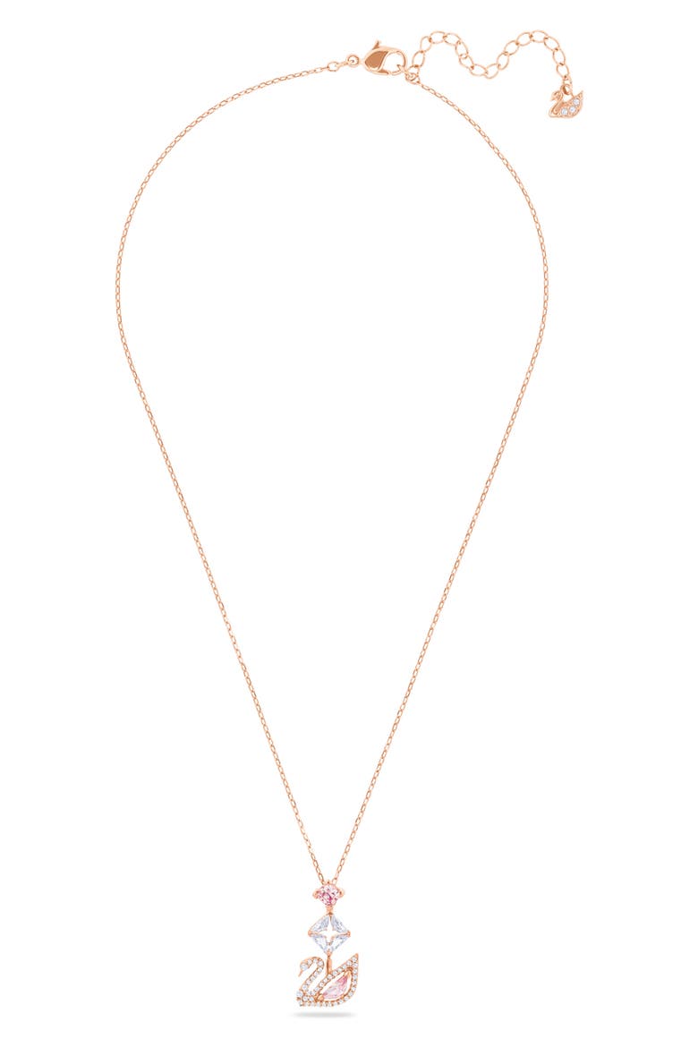 Crystal Swan Pendant Necklace, Alternate, color, PINK