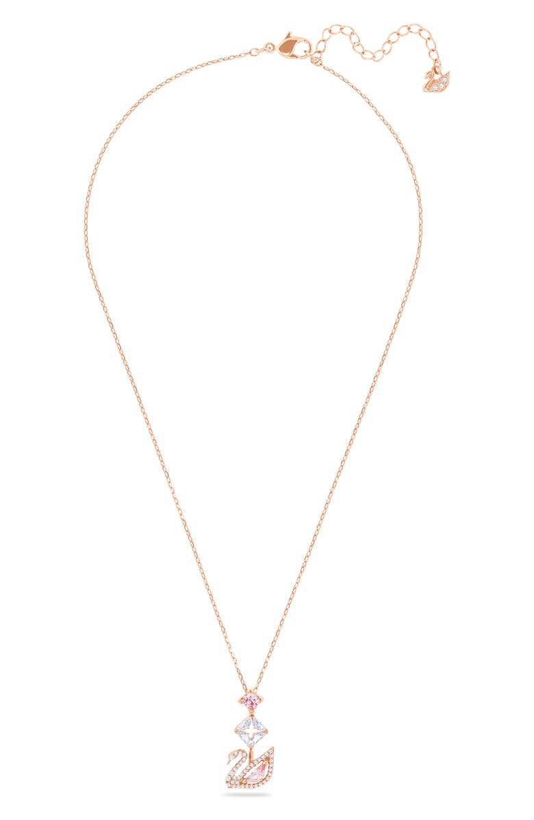 Swarovski Crystal Swan Pendant Necklace, Alternate, color, Pink