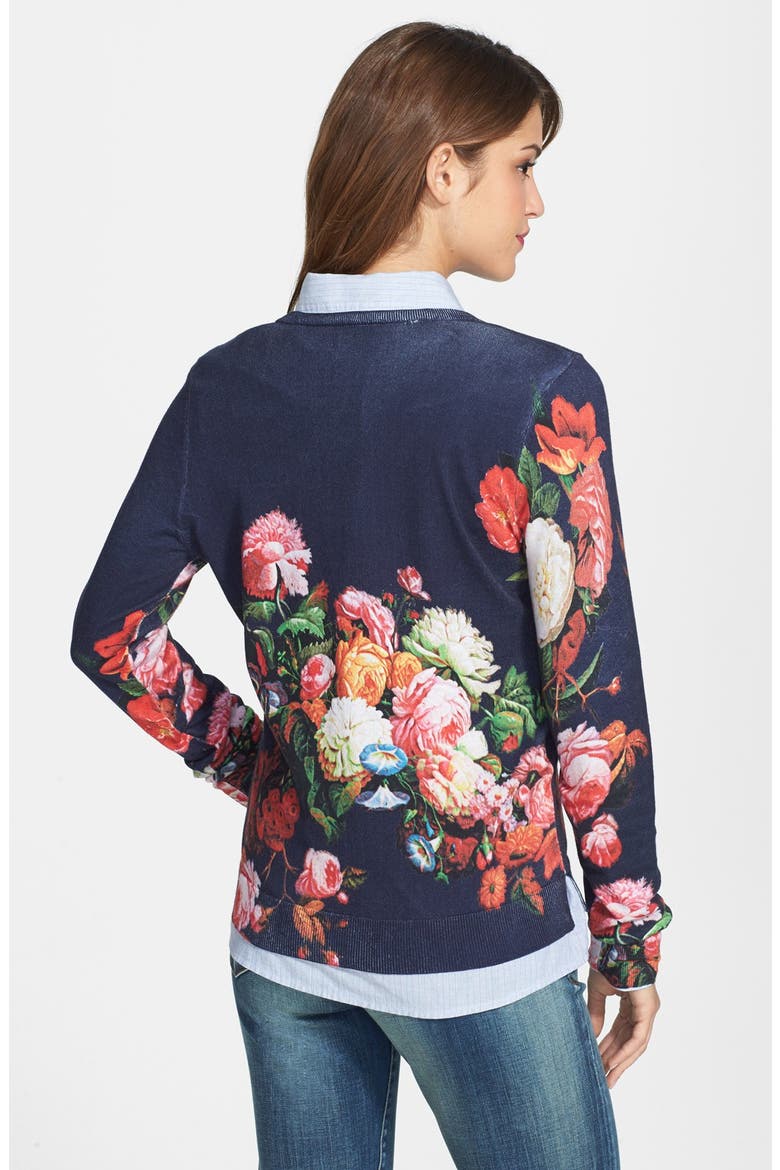 NOVELTY PRINT SWEATER, Alternate, color, NAVY FLORAL