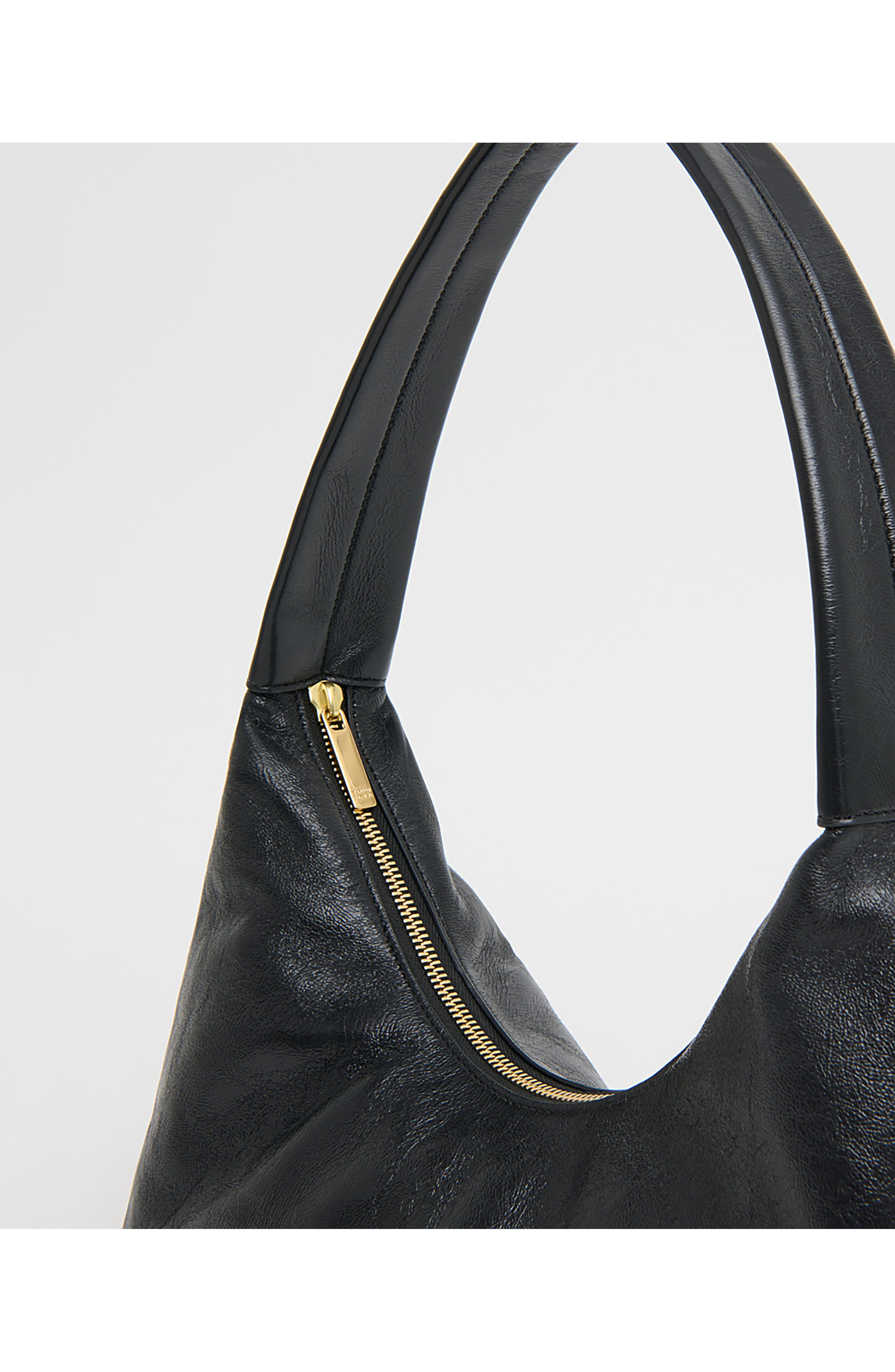 Candy Baguette Leather Shoulder Bag, Alternate, color, BLACK
