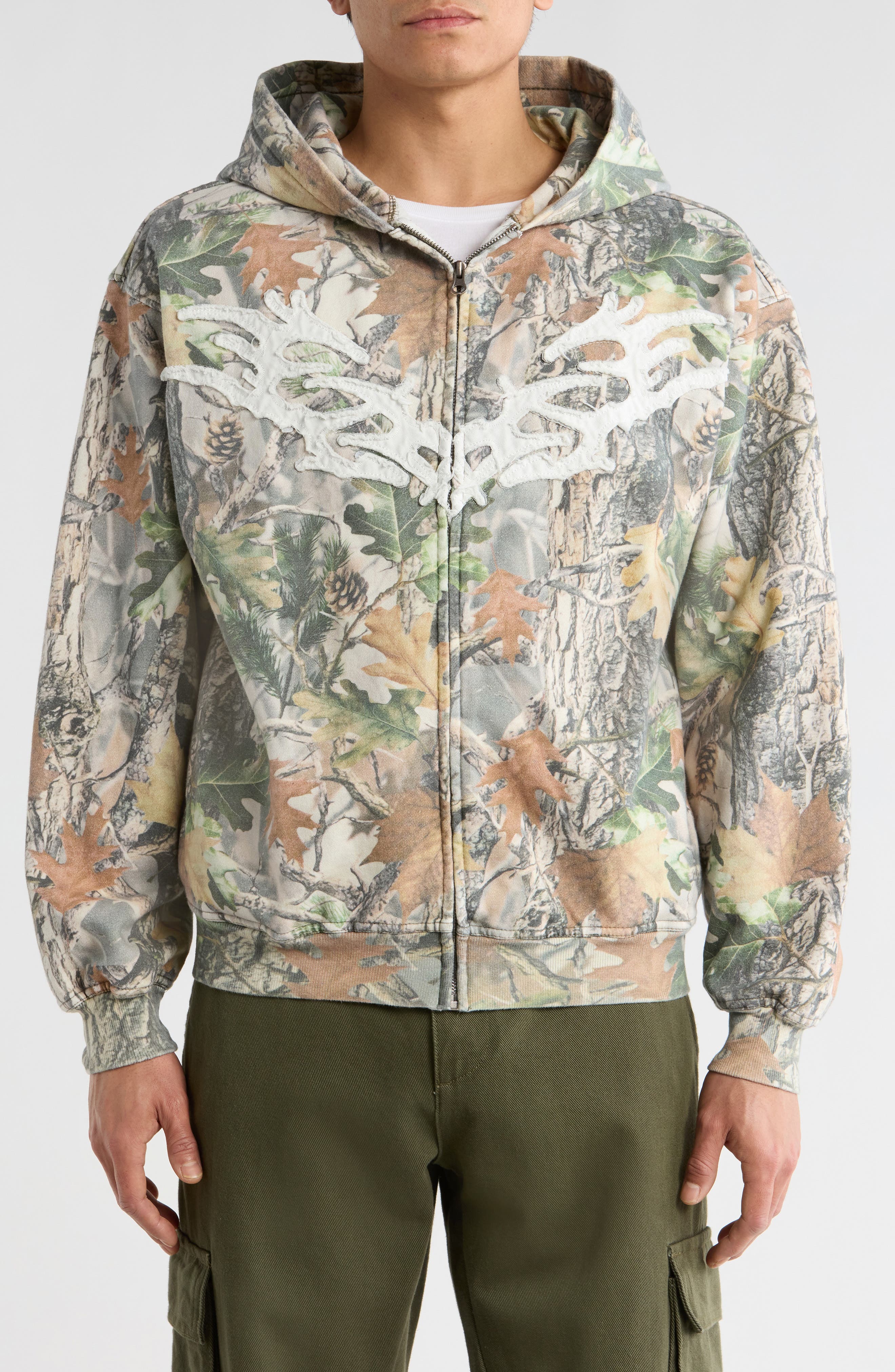 PacSun Chaos Appliqué Camouflage Zip Hoodie (Men) | Nordstrom