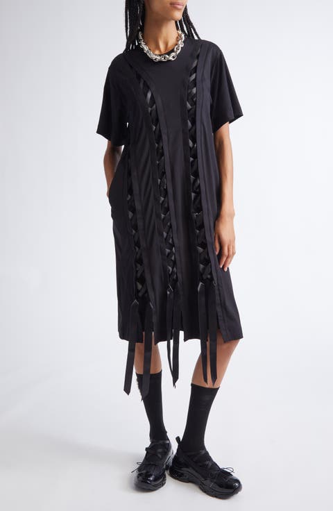 Unraveling Ribbon Inset T-Shirt Dress