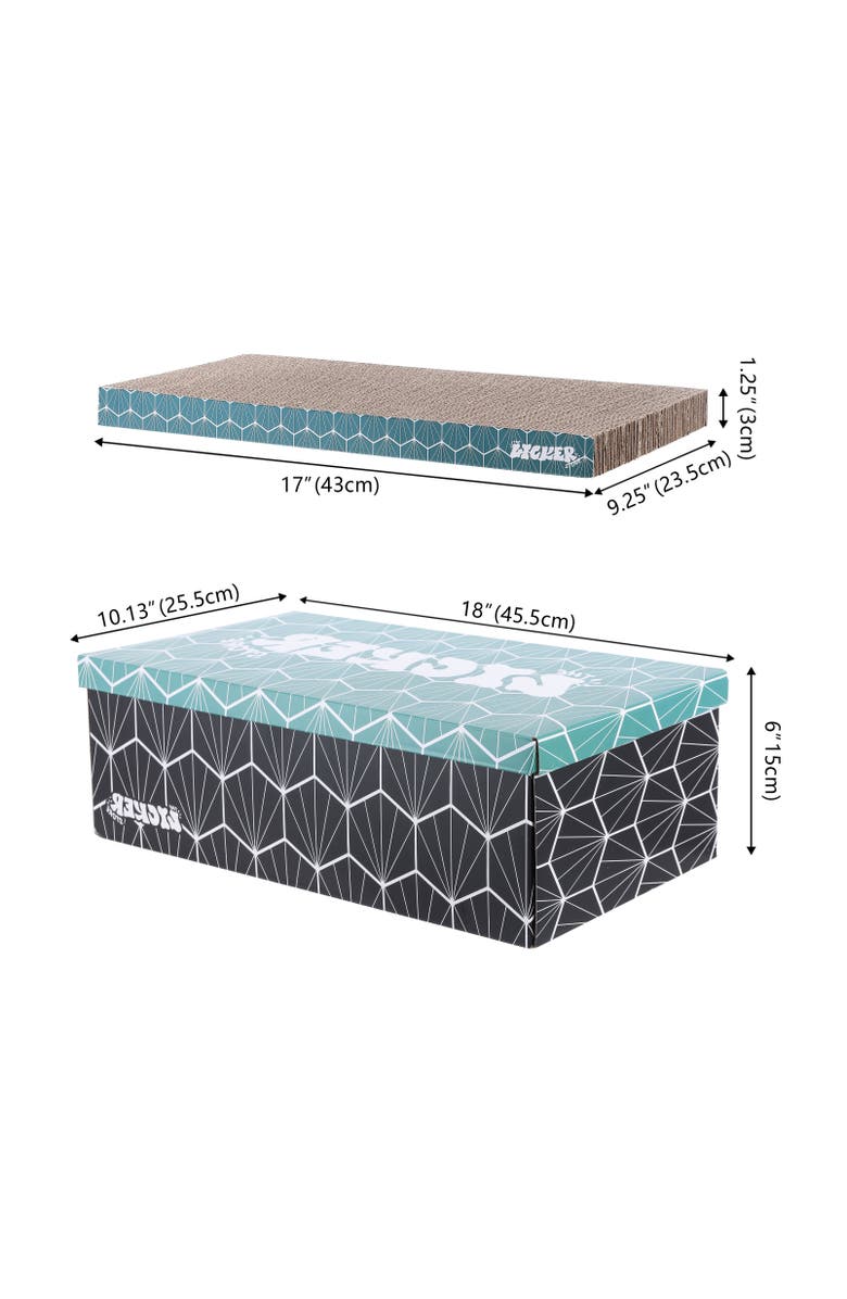 The Licker Store Naomi Modern Cardboard Reversible Cat Scratcher Pad in Box with Catnip, Alternate, color, 