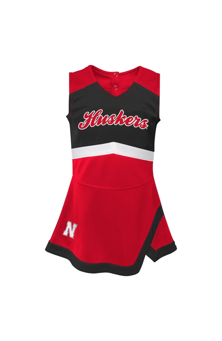 Outerstuff Girls Toddler Scarlet Nebraska Huskers Cheer Captain Dress & Bloomers Two-Piece Set, Alternate, color, Scarlet