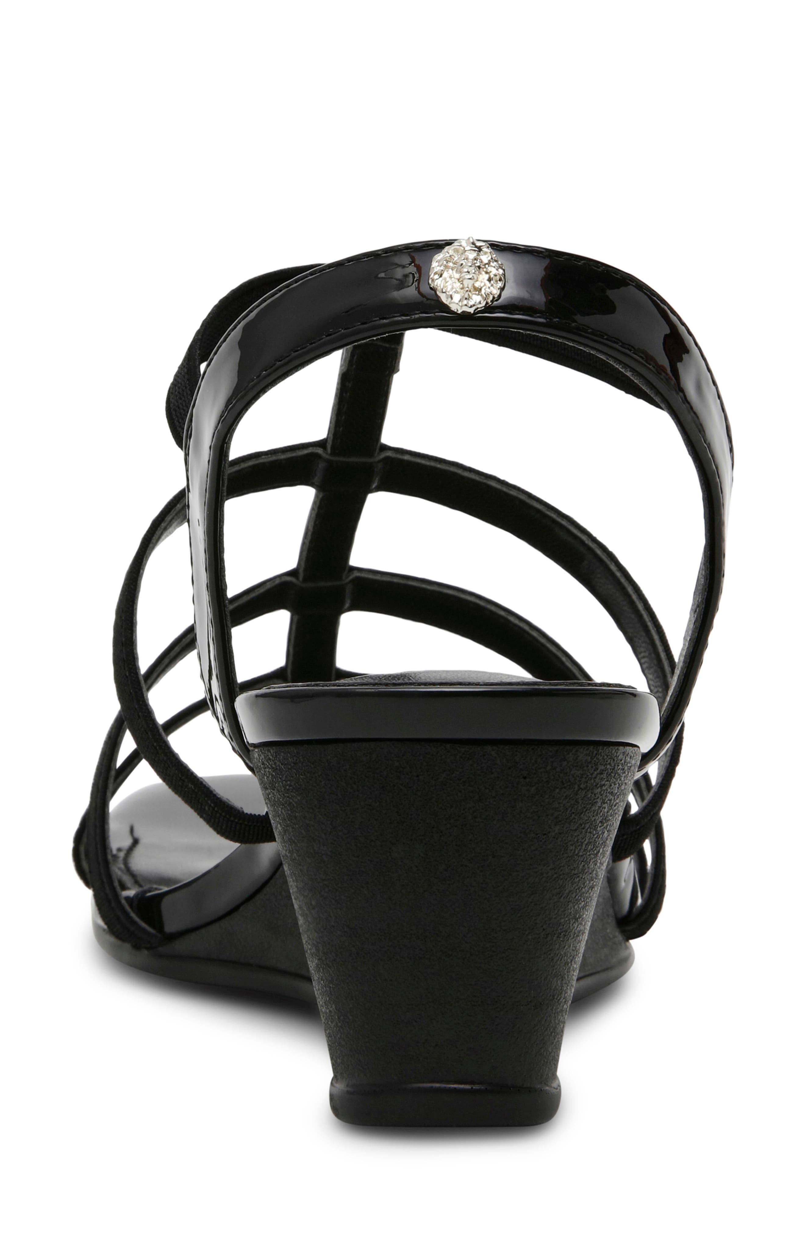 Anne Klein Bijou Strappy Wedge Sandal, Alternate, color, Black