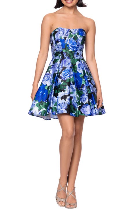Floral Print Strapless Minidress